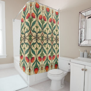 Arts & Crafts Craftsman and Mission frieze floral Shower Curtain