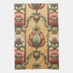 Arts & Crafts Craftsman and Mission frieze floral Tea Towel