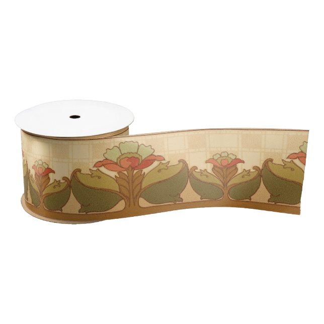 Arts & Crafts, Craftsman or Mission Style Flowers Satin Ribbon (Spool)