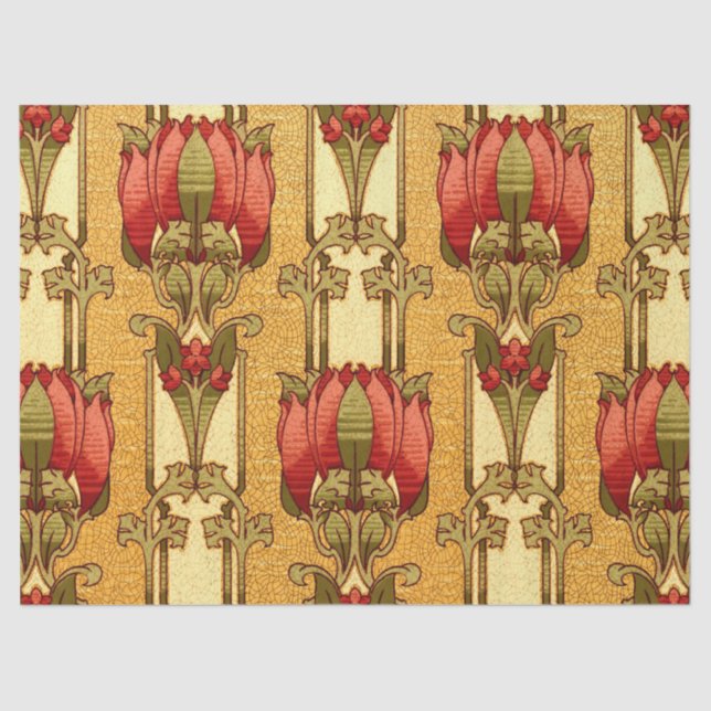 Arts & Crafts, Craftsman or Mission Style Flowers Tissue Paper (Front)