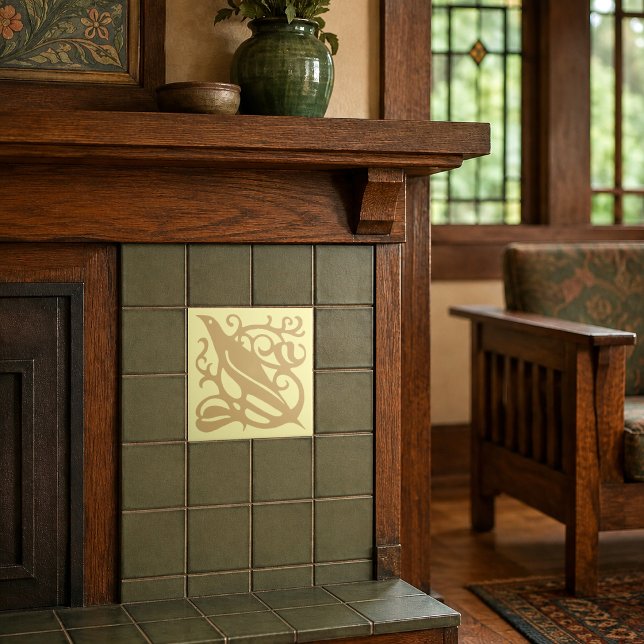 Arts & Crafts Craftsman Style Bird In Foliage Tile (Creator Uploaded)