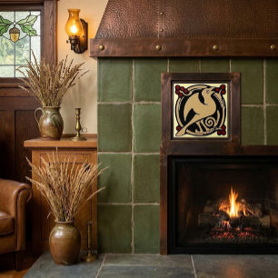 Arts & Crafts Craftsman Style Bird In Grapevine Tile