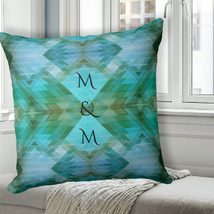 Arts Crafts Geometric Pattern Mint Pillow