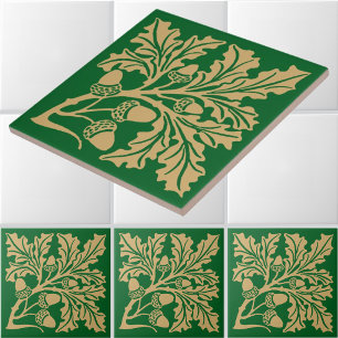 Arts & Crafts Mediaeval Style Oak Leaves & Acorns Tile