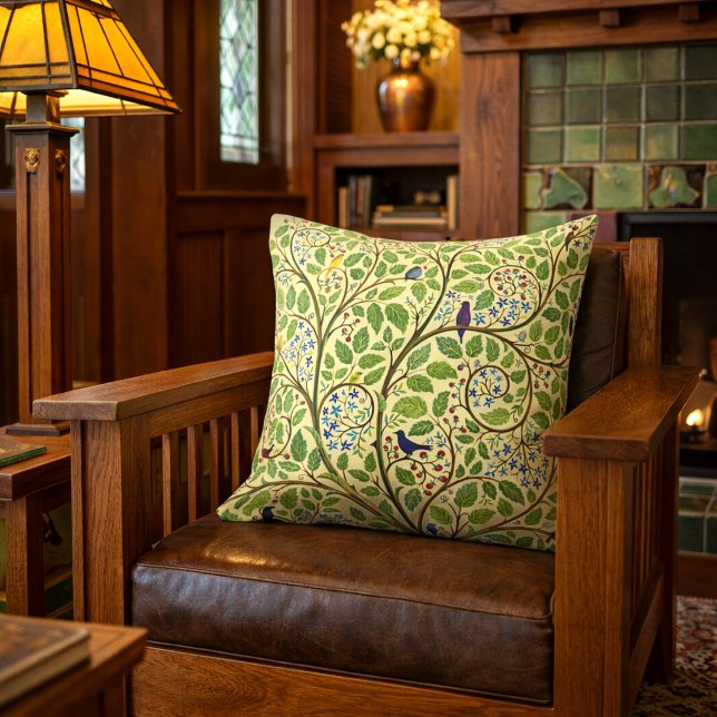 Arts & Crafts Style Birds In Flowering Tree Cushion (Creator Uploaded)