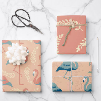 Arts & Crafts style decorative Flamingo patterned Wrapping Paper Sheet