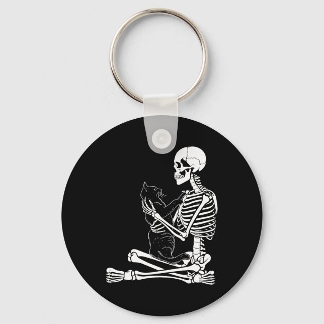 Arts Kitty Skeleton Halloween Costume Skull And Ca Key Ring (Front)