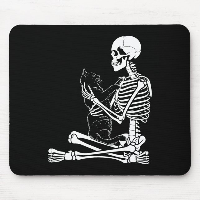 Arts Kitty Skeleton Halloween Costume Skull And Ca Mouse Pad (Front)