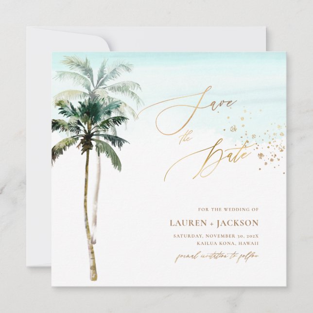 ArtsApp Chic Tropical Paradise Wedding Save The Date (Front)