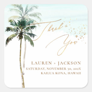 ArtsApp Chic Tropical Paradise Wedding Square Sticker