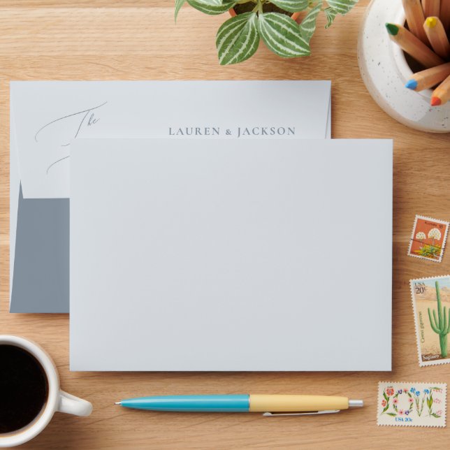 ArtsApp Dusty Blue Calligraphy Wedding DIY Colour Envelope (Desk)