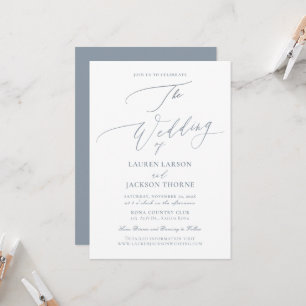 ArtsApp Dusty Blue Luxe Calligraphy Wedding Invitation