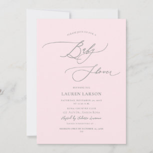 ArtsApp Elegant Calligraphy Pale Pink Baby Invitation