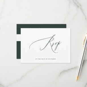 ArtsApp Elegant Lush Green RSVP Luxe Calligraphy Card