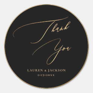 ArtsApp Faux Gold Calligraphy Thank You DIY Colour Classic Round Sticker