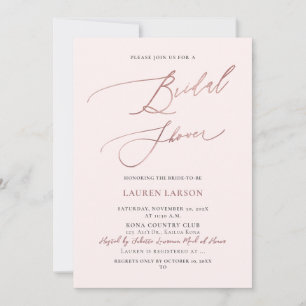 ArtsApp Faux Rose Gold Calligraphy Bridal Shower Invitation
