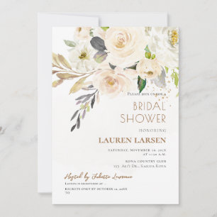 ArtsApp H2 Alabaster Cream Roses Bridal Shower Invitation