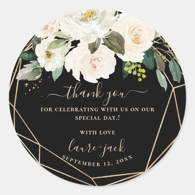ArtsApp H2 Alabaster Roses DIY Event Thank You Classic Round Sticker (Front)