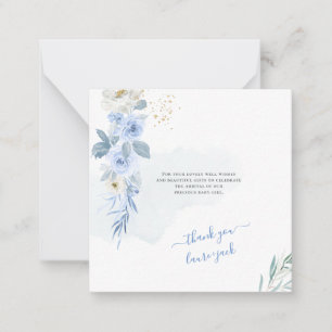 ArtsApp H2 Baby Blue Roses Shower Thank You Card