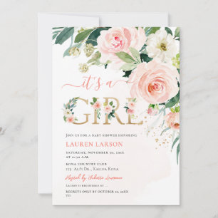 ArtsApp H2 Blush Pink Roses Baby Shower Invitation