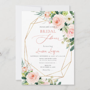 ArtsApp H2 Blush Pink Roses Bridal Shower Invitation