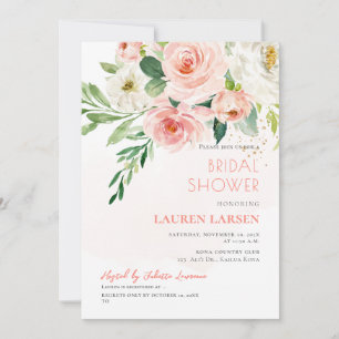 ArtsApp H2 Blush Pink Roses Bridal Shower Invitation