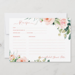 ArtsApp H2 Blush Pink Roses Bridal Shower Recipe Invitation