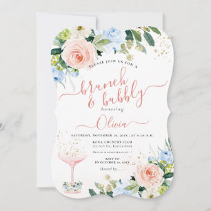 ArtsApp H2 Blush Pink Roses Brunch Bubbly Invitation
