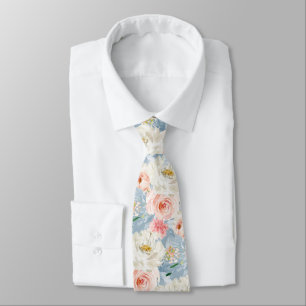 ArtsApp H2  Blush Pink Roses Dusty Blue Tie