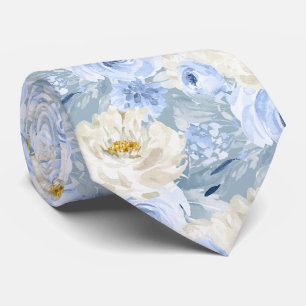 ArtsApp H2 Dusty Blue Roses Wedding Tie