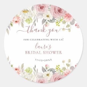 ArtsApp H2 Dusty Pink Roses Bridal Shower Classic Round Sticker
