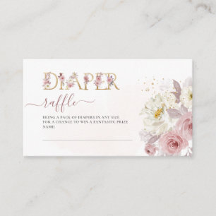 ArtsApp H2 Dusty Pink Roses Diaper Raffle Enclosure Card