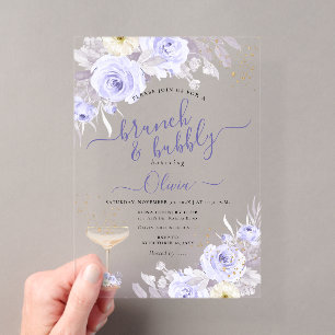 ArtsApp H2 Dusty Purple Roses Brunch Bubbly Acrylic Invitations