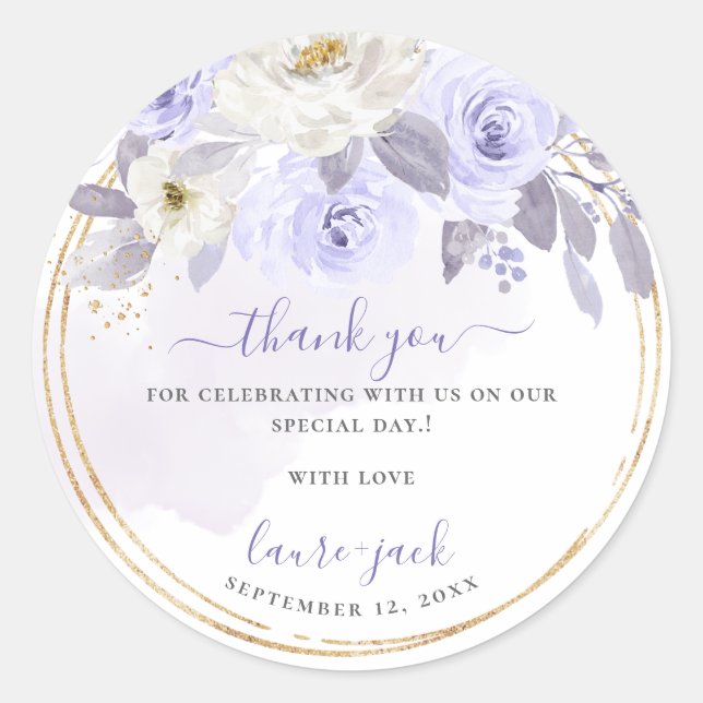 ArtsApp H2 Dusty Purple Roses DIY Event Thank You Classic Round Sticker (Front)