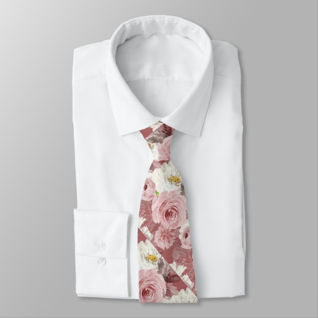 ArtsApp H2 Dusty Rose Roses Wedding Tie (Tied)