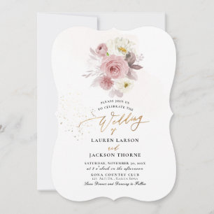 ArtsApp H2 Elegant Dusty Roses Wedding Invitation