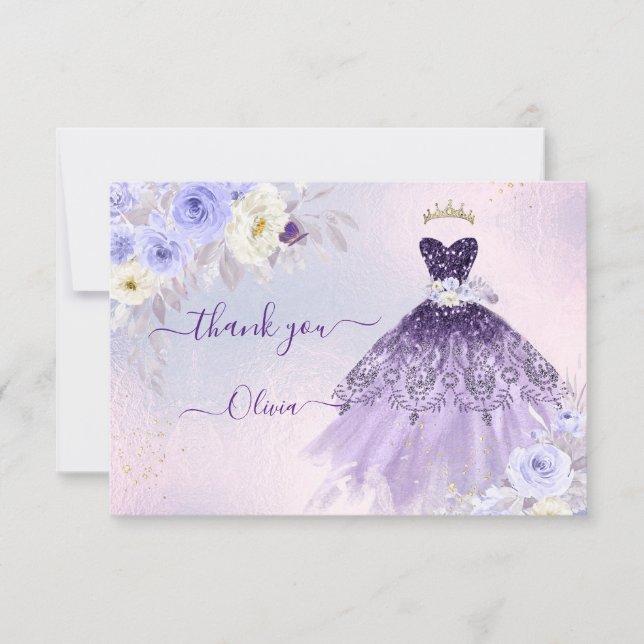 ArtsApp H2 Ombre Purple Sparkling Quinceanera Invitation (Front)