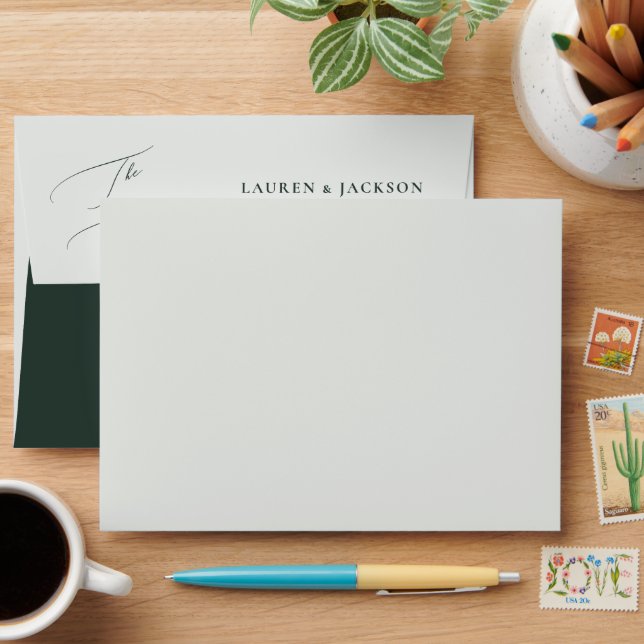 ArtsApp Lush Green Calligraphy Wedding DIY Colour Envelope (Desk)