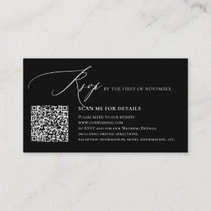 ArtsApp QR RSVP, Elegant B&W Luxe Calligraphy Enclosure Card