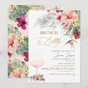 ArtsApp Tropical Paradise Faux Gold Brunch+Bubbly Invitation