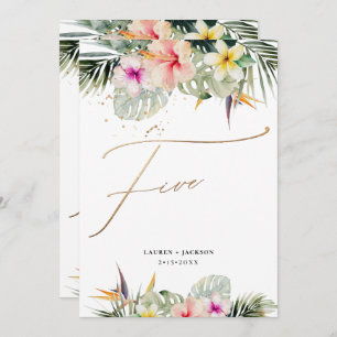 ArtsApp Tropical Paradise Faux Gold Table Five Invitation