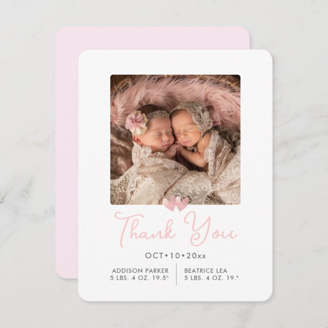 ArtsApp Twins Shower Thank You+Birth Announcement (Front/Back)