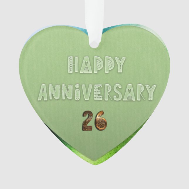 Artsy 26th Wedding Anniversary Ornament (Front)
