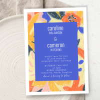 Artsy Abstract Blue and Yellow Botanical Wedding