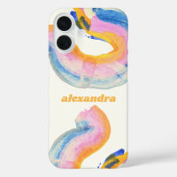 Artsy Abstract Blue and Yellow Watercolor Name 