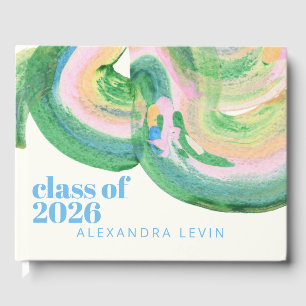 Artsy Abstract Green Watercolor Graduation 2024 Guest Book