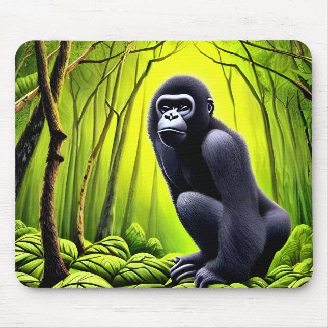Artsy Abstract Jungle Gorilla Mouse Pad (Front)