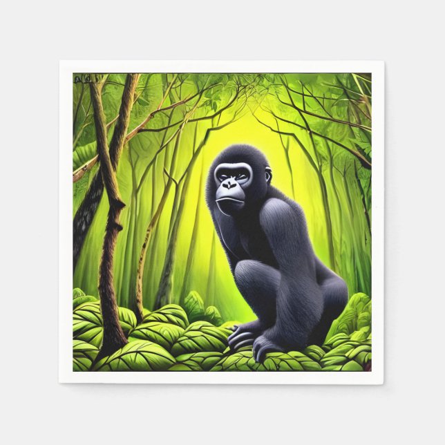 Artsy Abstract Jungle Gorilla Napkin (Front)