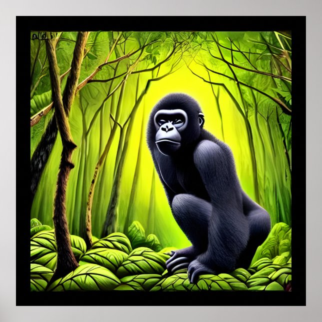 Artsy Abstract Jungle Gorilla Poster (Front)