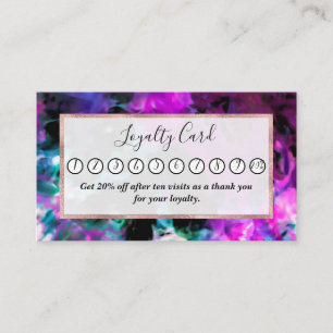 Artsy Abstract Modern Black Purple Tie Dye Loyalty Card